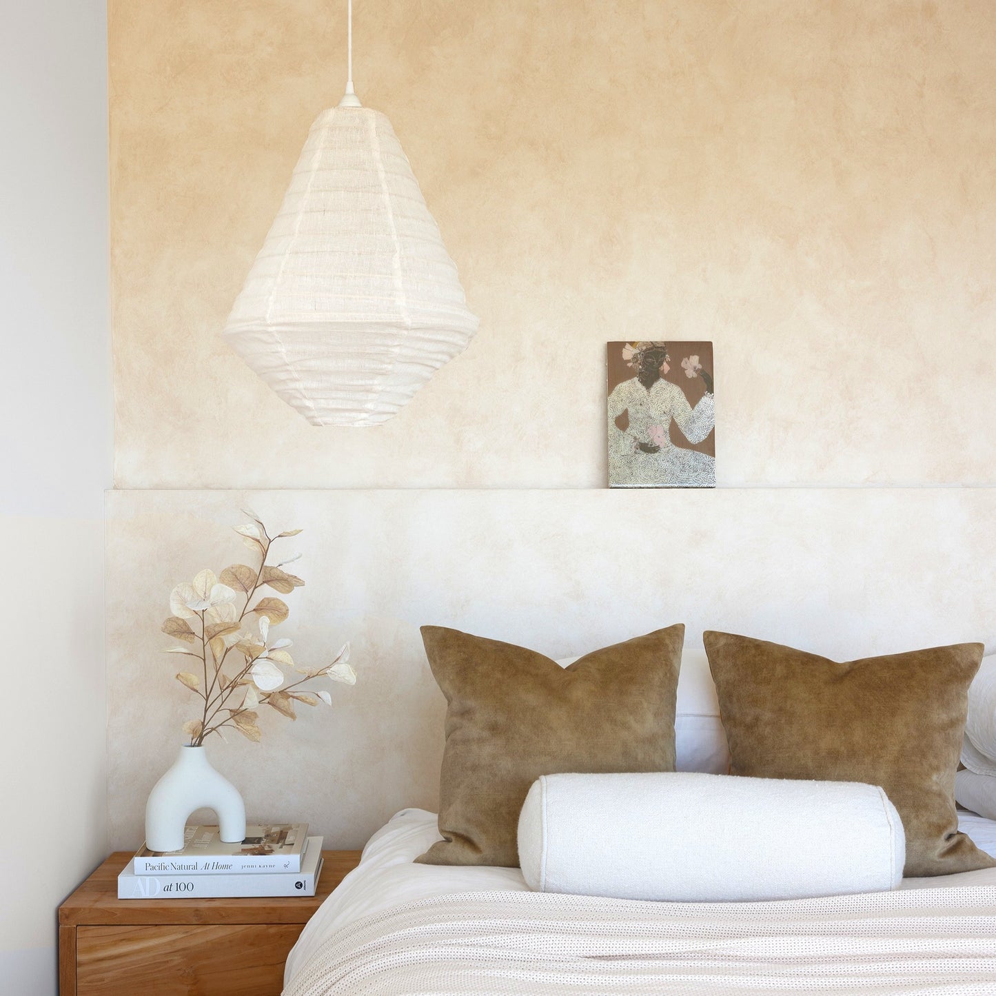 Linen light shade diamond shaped perfect for bedroom lighting