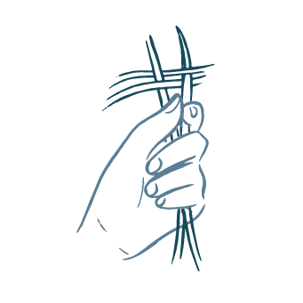 Lighthouse Lane's custom illustration of a hand holding woven fibres