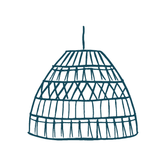 Lighthouse Lane sustainable pendant light illustration in teal colour.