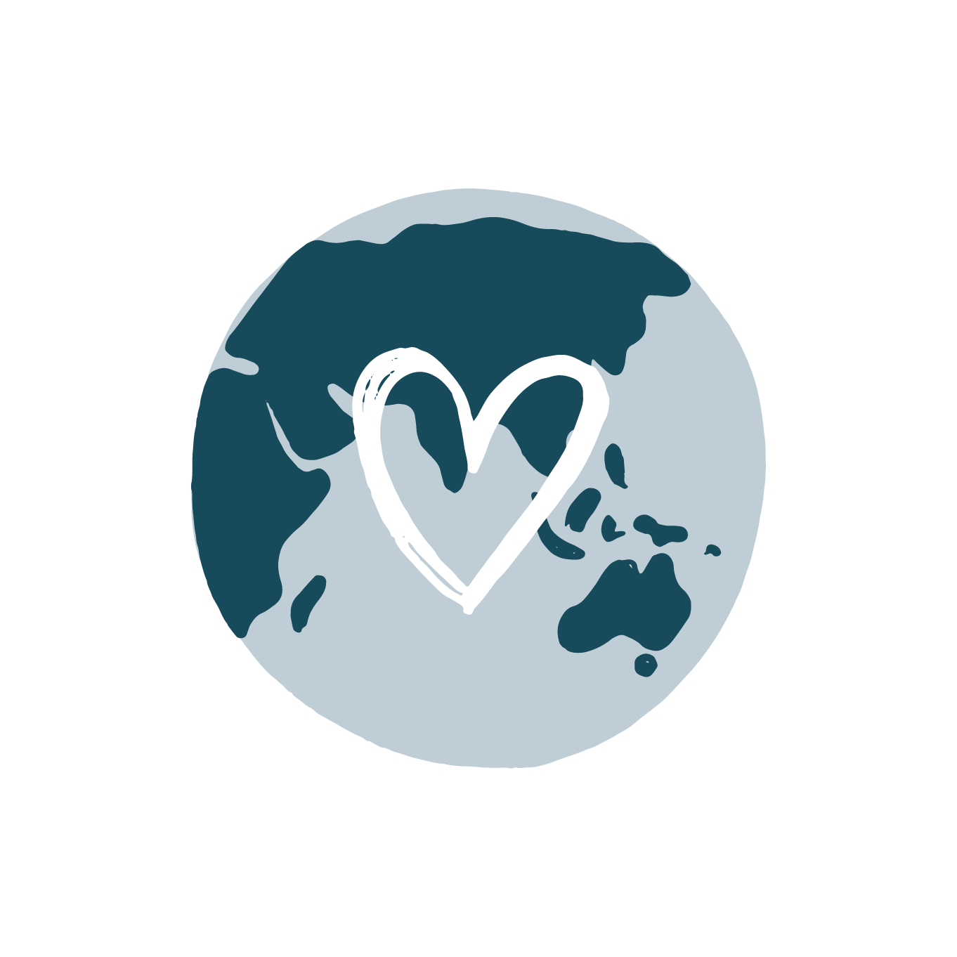 Lighthouse Lane globe with love heart ilustration.