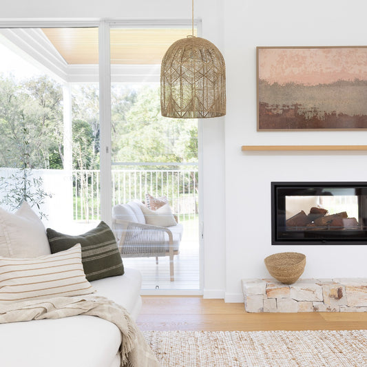 Pendant light seagrass. large natural dome shaped light shade with diamond weave pattern. handmade.