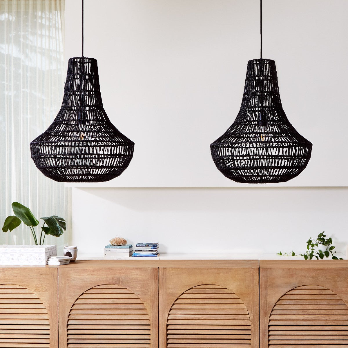 Black deals woven chandelier